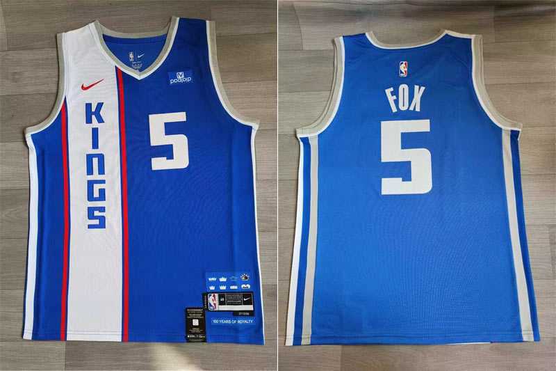 Kings 5 DeAaron Fox Blue Nike 2023-2024 City Edition Swingman Jersey